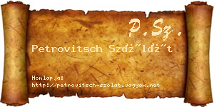 Petrovitsch Szólát névjegykártya